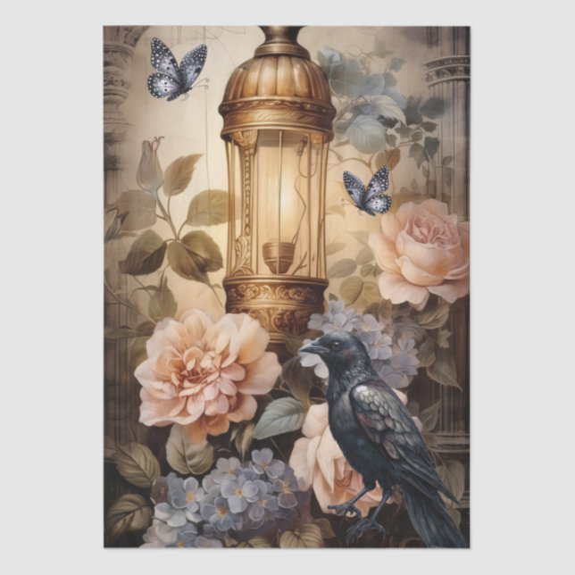 Intriguing Fantasy Gothic Raven & Girl Tissue Paper (Front)