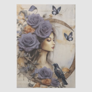 Intriguing Fantasy Gothic Raven & Girl Tissue Paper