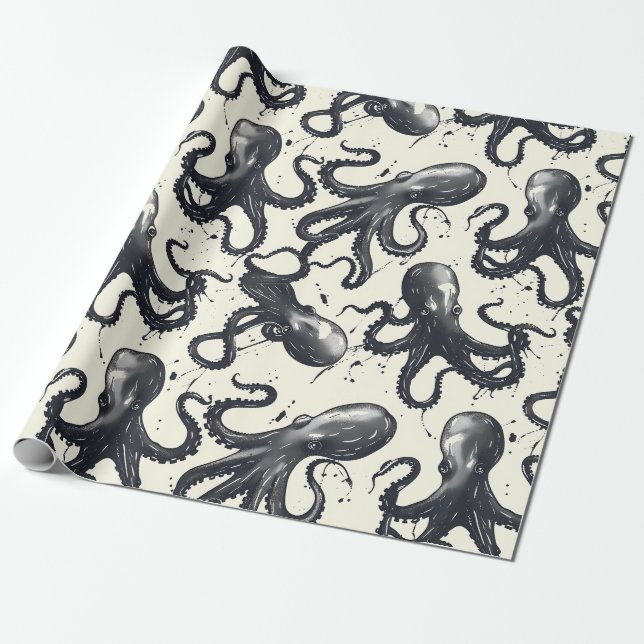 Intriguing Octopi Wrapping Paper (Unrolled)