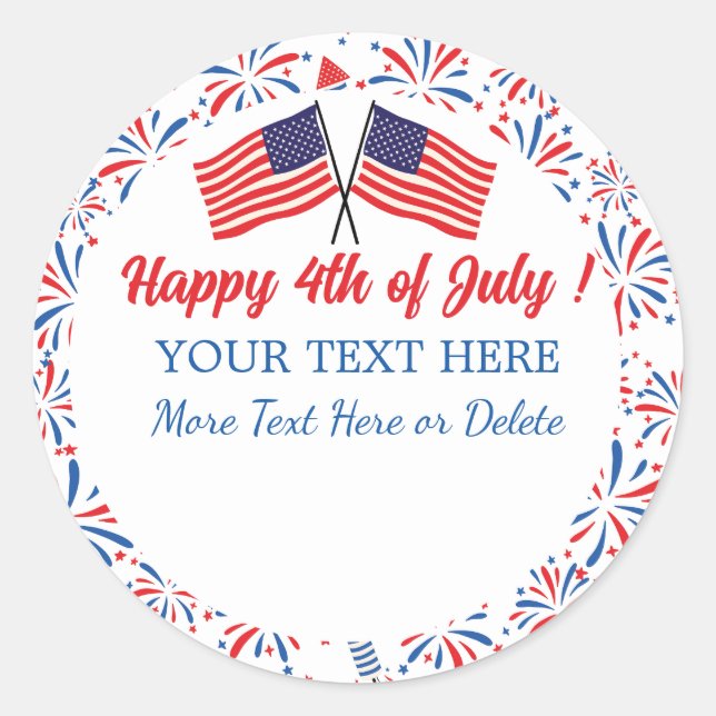 Introducing 4th of July Fireworks Independence Day Classic Round Sticker (Front)