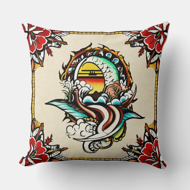 Introducing a tattod throw pillow. pillow (Front)