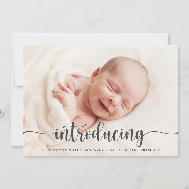 Introducing Baby - Birth Announcement Photo Card (Front)