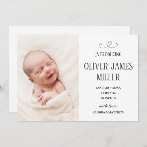 Introducing Baby Birth Announcement Photo Card | Zazzle