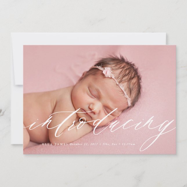 Introducing Baby Birth Announcement // White (Front)