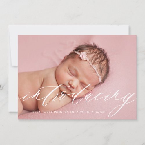 Introducing Baby Birth Announcement  White