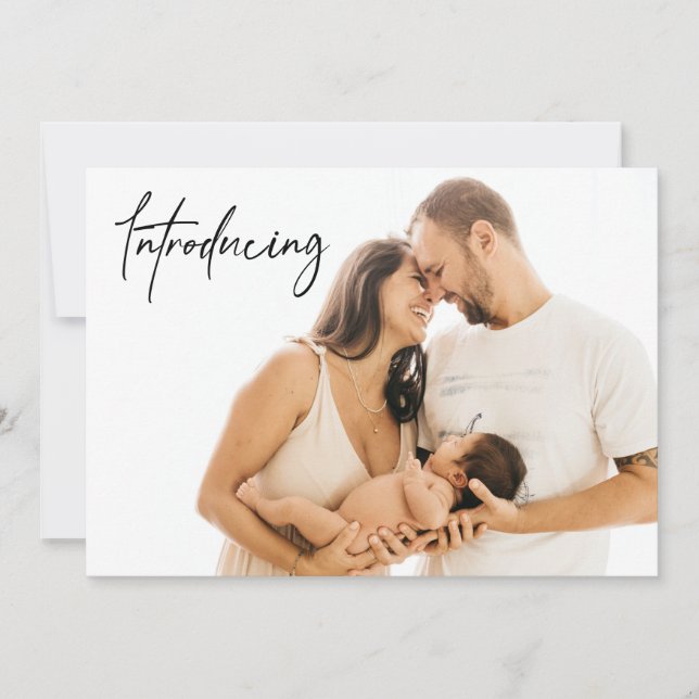 Introducing Baby BOY Birth Custom Newborn photos Announcement (Front)