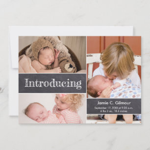 Introducing Baby Chalkboard type 3rd baby Photo Announcement