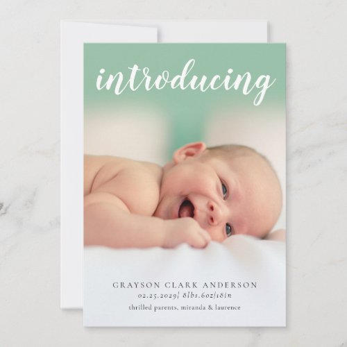 Introducing Baby Photo Birth Announcement