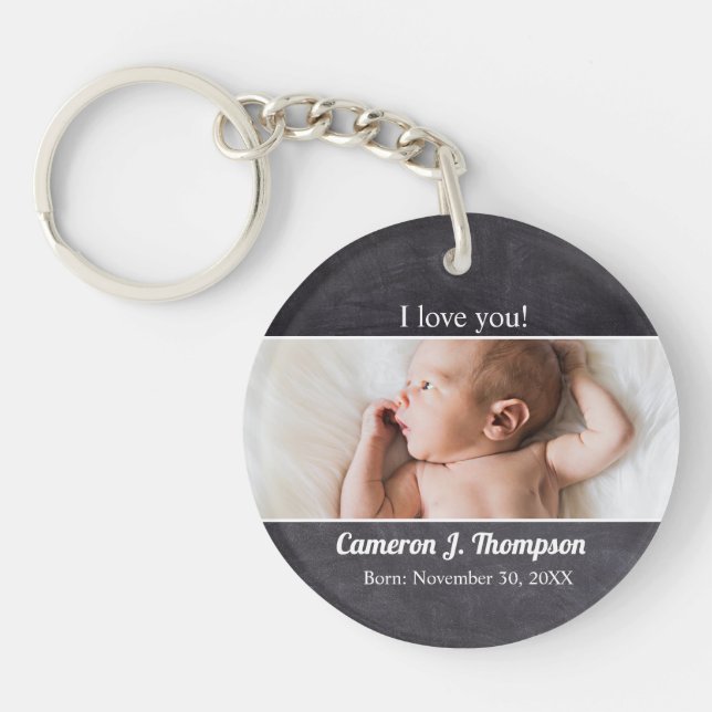 Introducing Baby Photo Giveaway Personalized Keychain (Front)