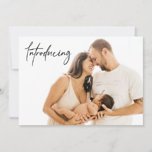 Introducing Baby shower BOY Birth Custom photos Thank You Card