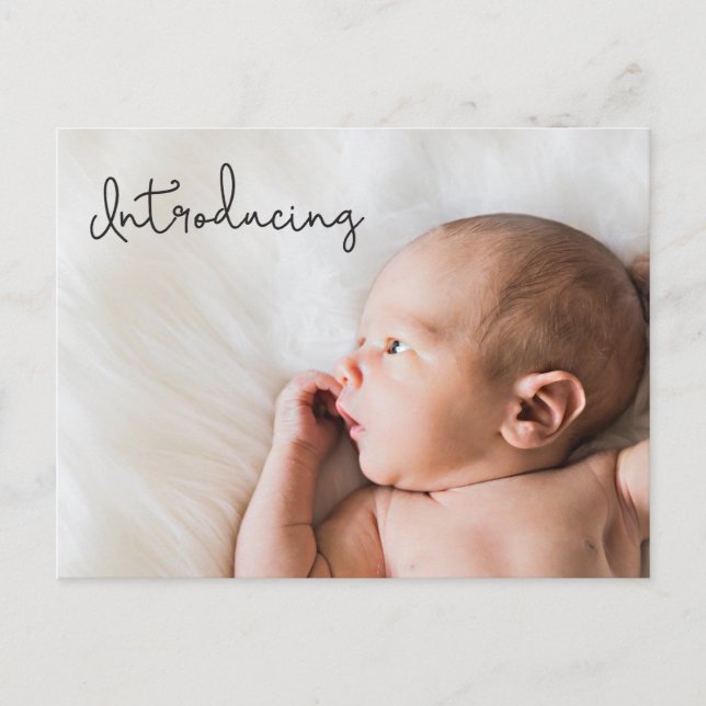  "Introducing" Custom Photo Baby Announcement Post Postcard (Front)