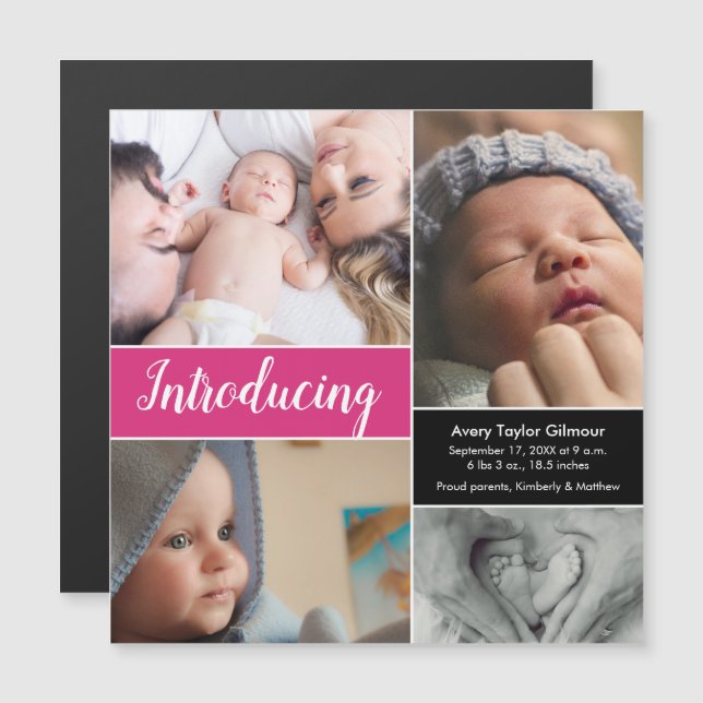 "Introducing" Customizable Magnetic Baby Birth Ann Invitation (Front/Back)