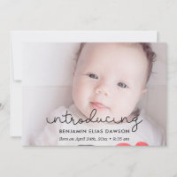 Introducing - Cute birth announcement photo card