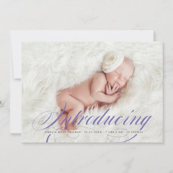 Introducing Elegant Full Bleed Photo New Baby Announcement by BanterandCharm at Zazzle