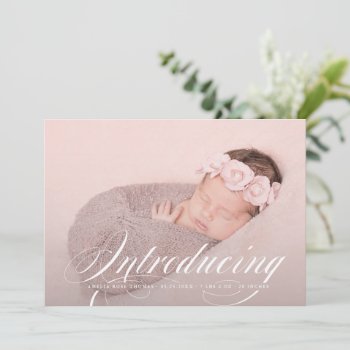 Introducing Elegant Full Bleed Photo New Baby Announcement by BanterandCharm at Zazzle