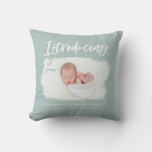 Introducing elegant minimal photo birth throw pillow