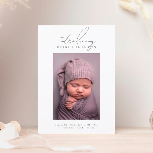 introducing frame photo baby birth announcement