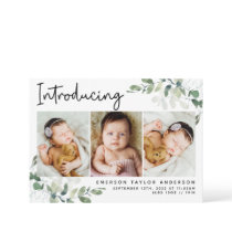 Introducing Modern Photo Eucalyptus Birth Announcement