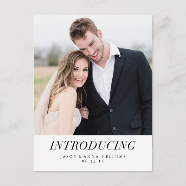 Introducing | Modern Photo Wedding Announcement (Front)