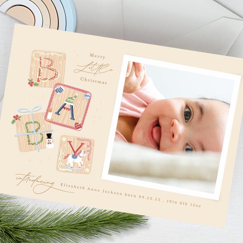 Introducing My First Merry Christmas Baby Birth Holiday Card