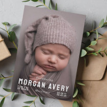 Introducing Neutral Typography New Baby Photo Announcement