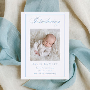 Introducing New Baby Elegant Script Birth Letterpress Photo Cards