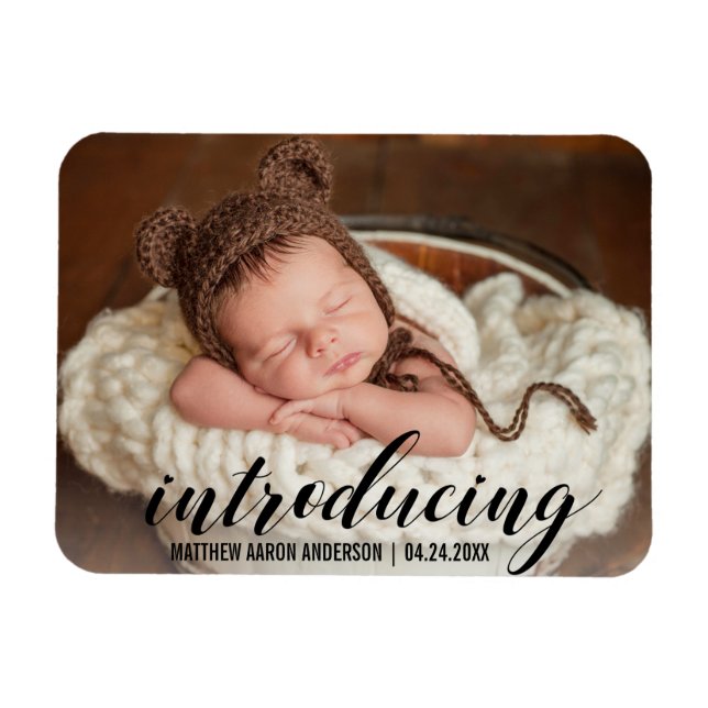 Introducing New Baby Hearts Announcement Photo Magnet (Horizontal)