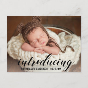 Introducing New Baby Hearts Announcement Photo Postcard