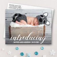 Introducing New Baby Hearts Announcement Photo W