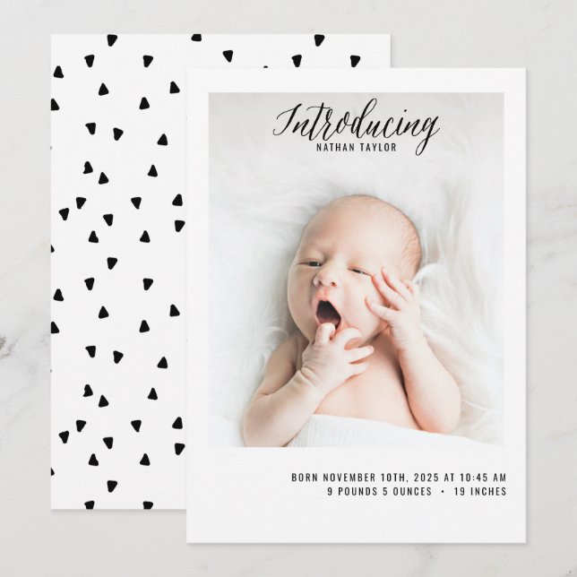 Introducing New Baby Photo Baby Birth Announcement (Front/Back)