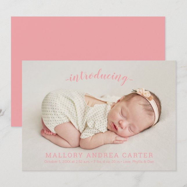 Introducing Our Baby Photo Birth Announcement (Front/Back)