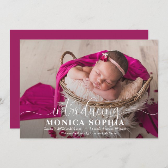 Introducing Our Baby Photo Birth Announcements (Front/Back)