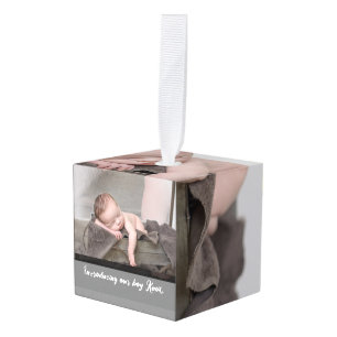 Introducing our boy, Name Baby Photo Cube Ornament