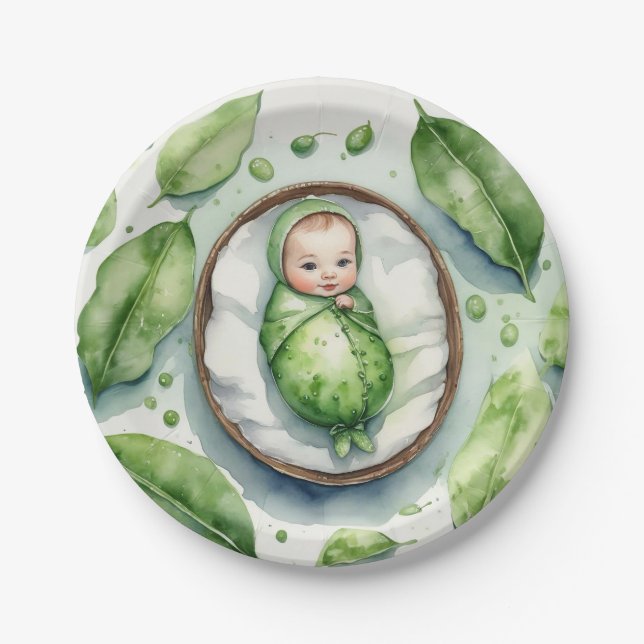 Introducing Our Little Peapod!  Paper Plates (Front)