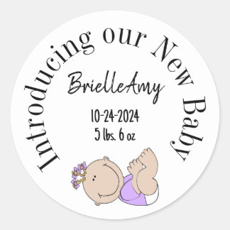 Introducing our New Baby Girl envelope seal
