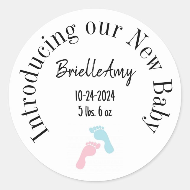 Introducing our New Baby Girl envelope seal (Front)
