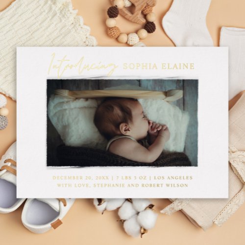 Introducing Our Newborn Photo Birth Foil Invitation