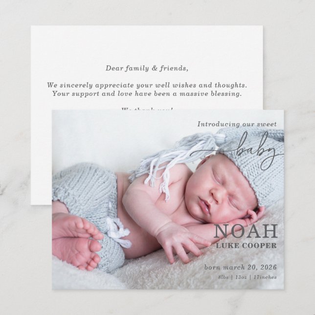 Introducing Our Sweet Baby Photo Announcement Card (Front/Back)