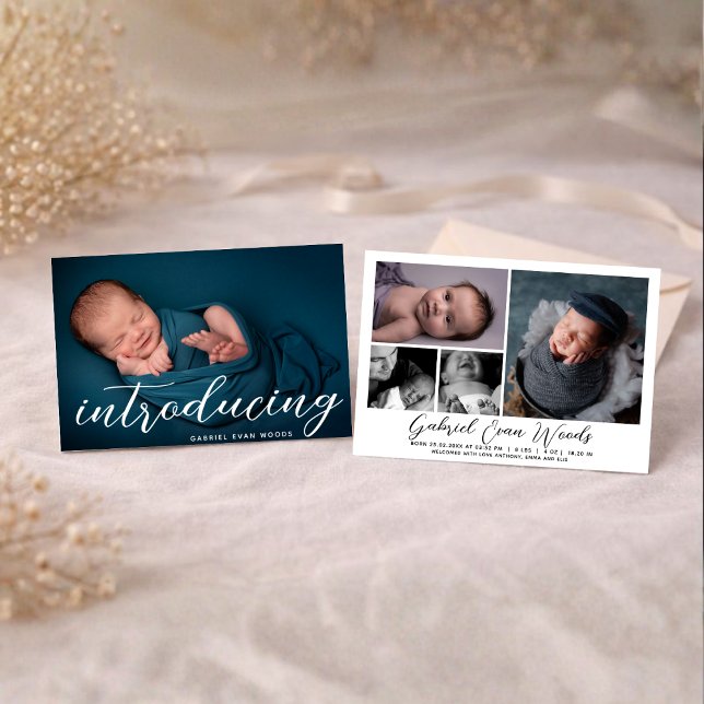 Introducing Personalized Name Photo Collage Birth Announcement (Creator Uploaded)