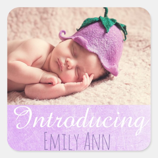 Introducing, Personalized New Baby Photo Stickers (Front)