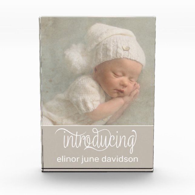 Introducing Photo Baby Birth Announcement Block (Front)