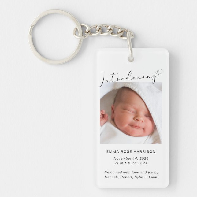 Introducing Photo Baby Birth Announcement Keychain (Front)