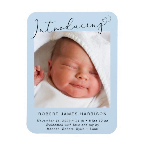 Introducing Photo Baby Boy Birth Announcement Magnet