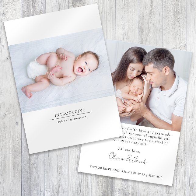 Introducing Photo Birth Stats New Baby Thank You Card (Creator Uploaded)