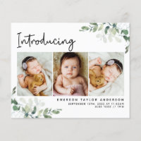 Introducing Photo Eucalyptus Birth Announcement