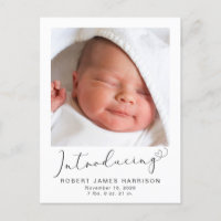 Introducing Photos Baby Birth Announcement Postcard