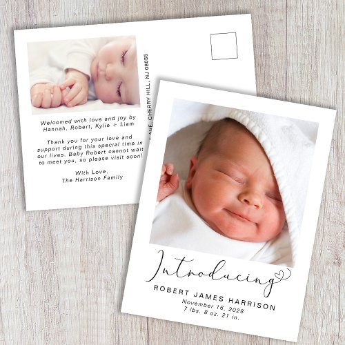 Introducing Photos Baby Birth Announcement Postcard