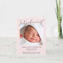 Introducing Photos Pink Baby Girl Birth Announcement