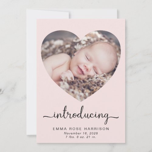 Introducing Photos Pink Baby Girl Birth Announcement