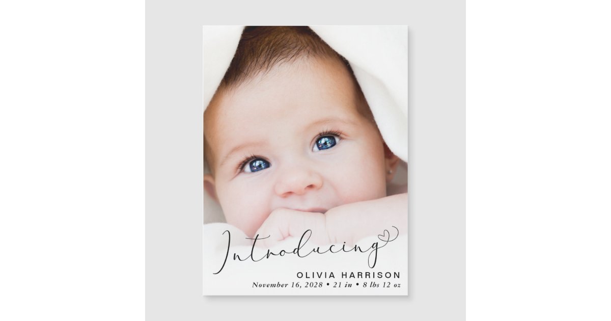 Introducing Script Photo Birth Announcement | Zazzle